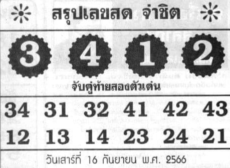 หวยจ่าชิต 16/9/66