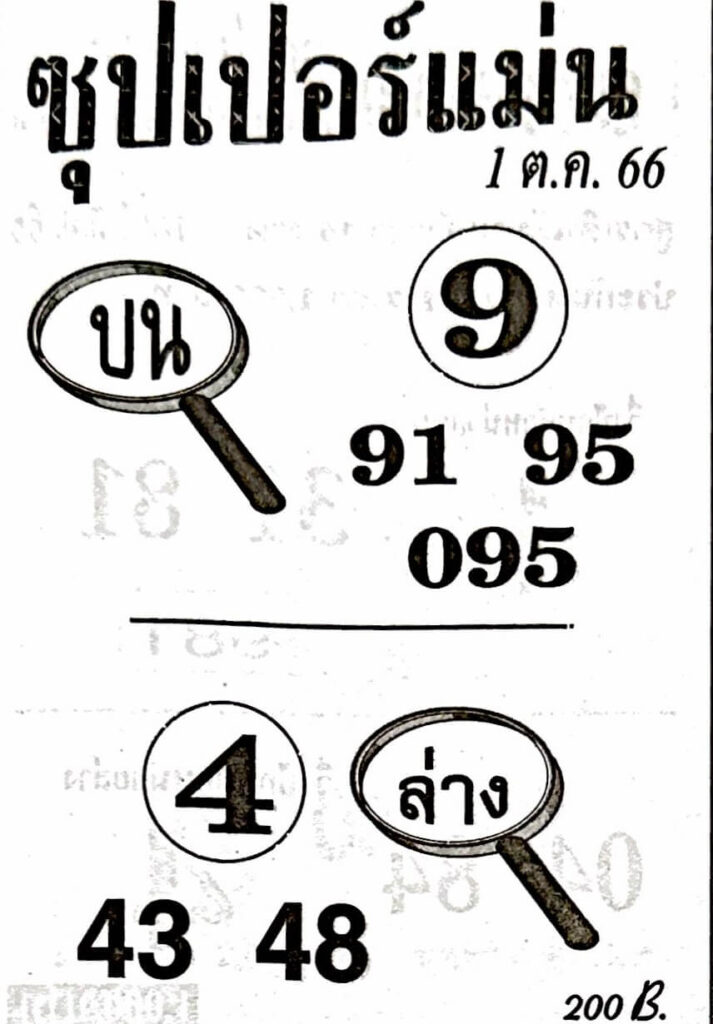 หวยซุปเปอร์แม่น 1/10/66