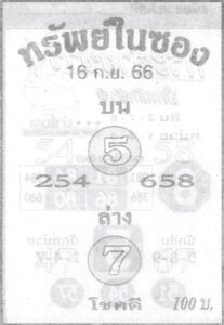 หวยทรัพย์ในซอง 16/9/66