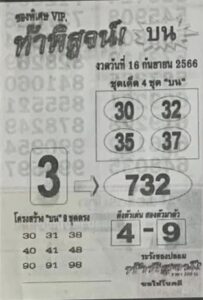 หวยท้าพิสูจน์บน 16/9/66