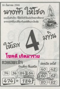 หวยนางฟ้าให้โชค 16/9/66