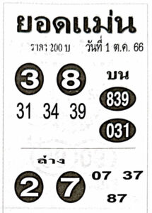 หวยยอดแม่น 1/10/66