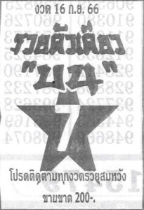 หวยรวยตัวเดียวบน 16/9/66