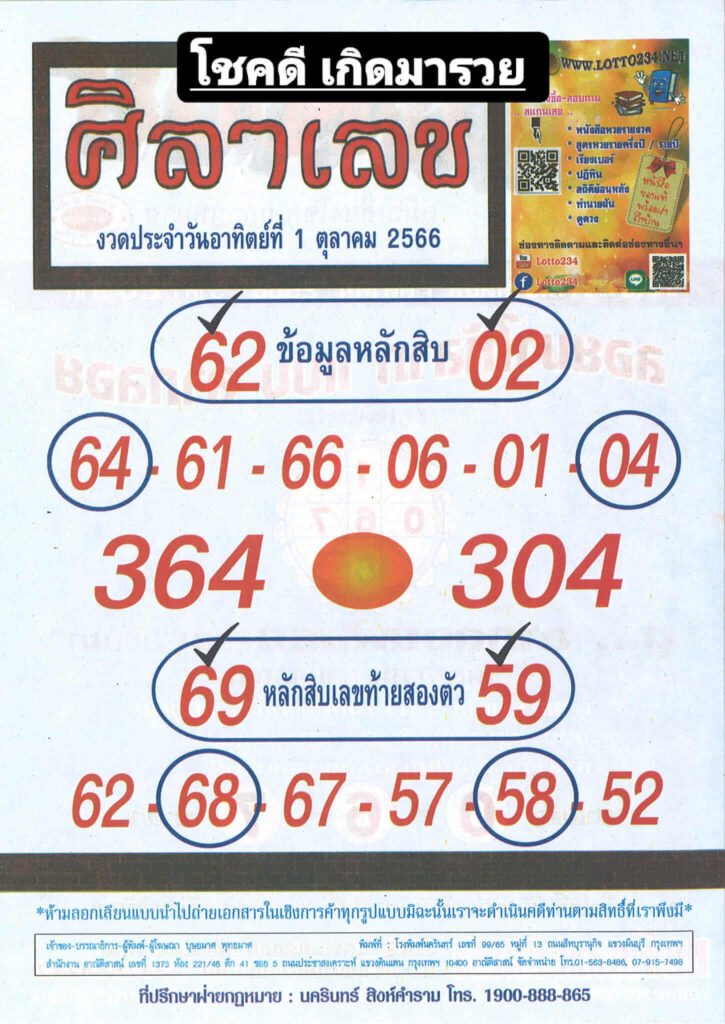 หวยศิลาเลข 1/10/66