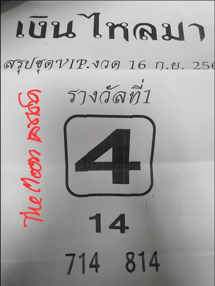 หวยเงินไหลมา 16/9/66