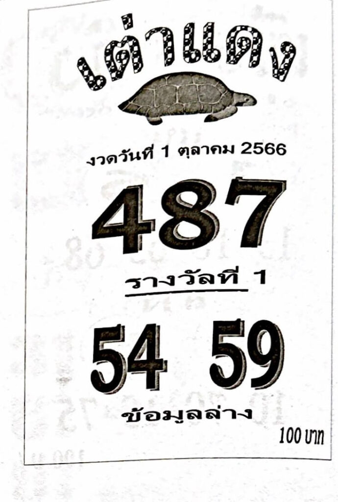 หวยเต่าแดง 1/10/66