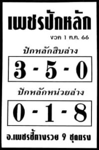 หวยเพชรปักหลัก 1/10/66