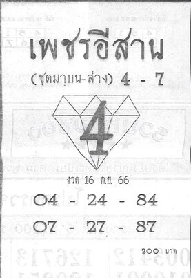 หวยเพชรอีสาน 16/9/66