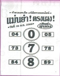 หวยแม่นยำตรงเผง 16/9/66