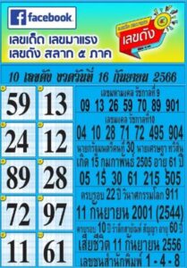 เลขดังสลาก5ภาค 16/9/66