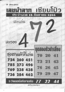 เลขนำลาภเซียนโป๋ว 16/9/66