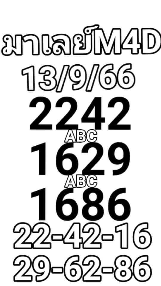 แนวทางหวยมาเลย์ 13/9/66 ชุดที่ 6