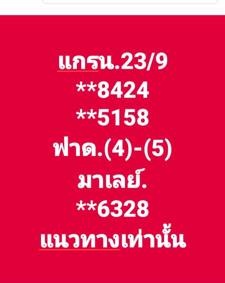 แนวทางหวยมาเลย์ 23/9/66 ชุดที่ 10