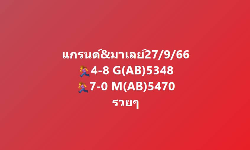 แนวทางหวยมาเลย์ 27/9/66 ชุดที่ 13