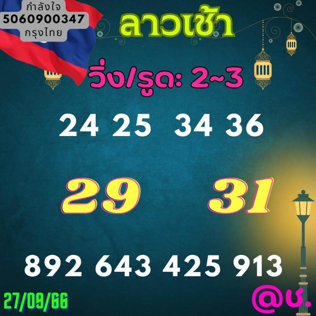 แนวทางหวยลาว 27/9/66 ชุดที่ 6