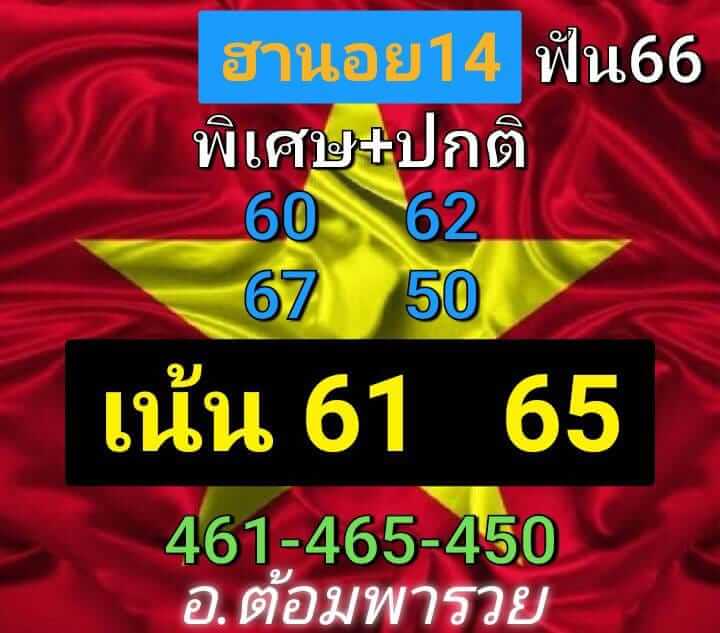 แนวทางหวยฮานอย 14/9/66 ชุดที่ 6