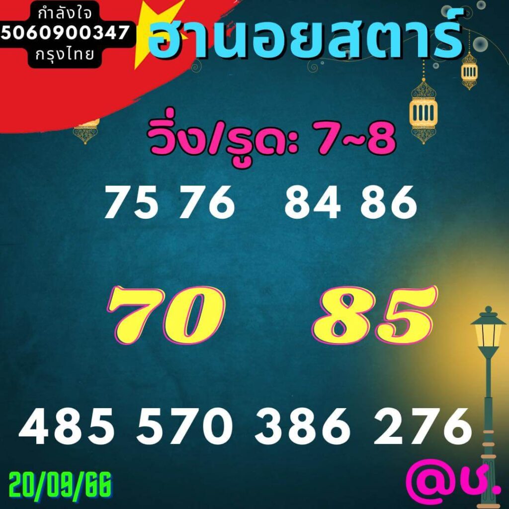 แนวทางหวยฮานอย 20/9/66 ชุดที่ 11