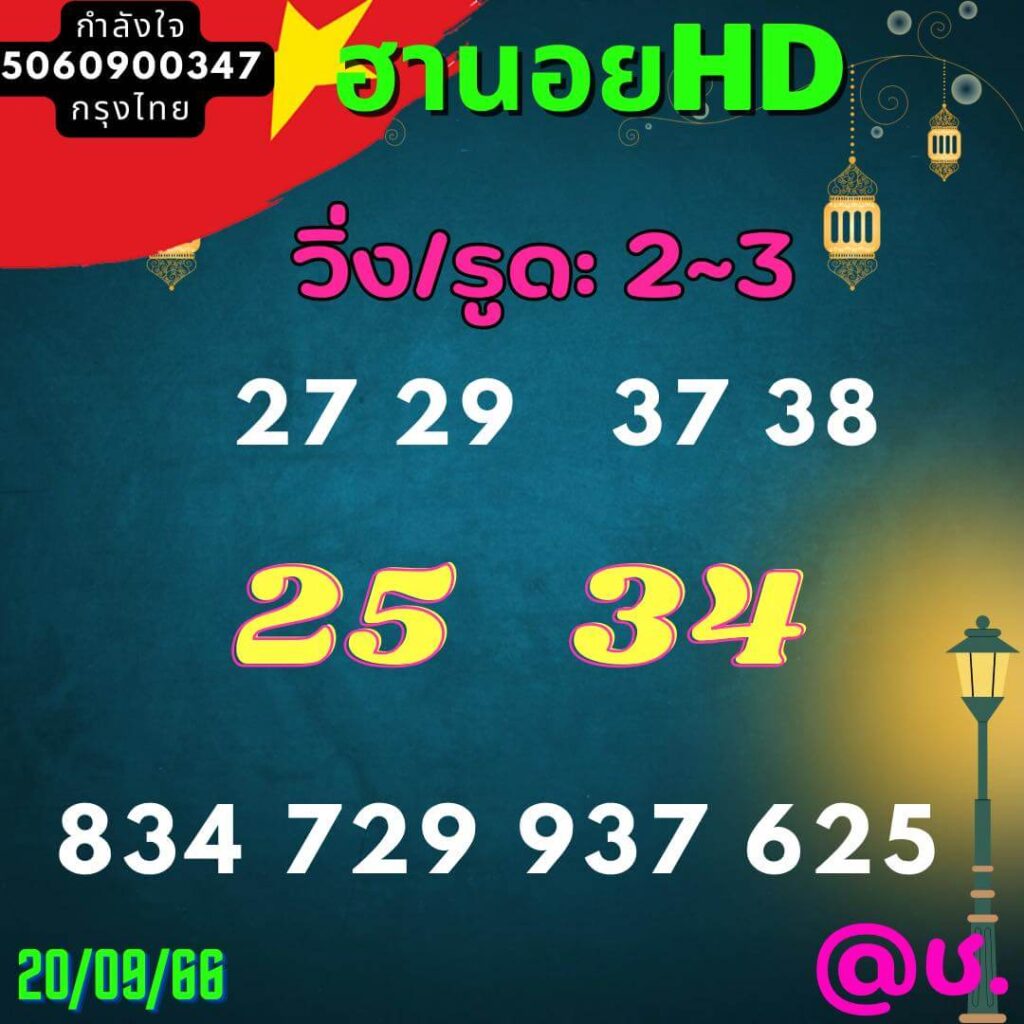 แนวทางหวยฮานอย 20/9/66 ชุดที่ 12