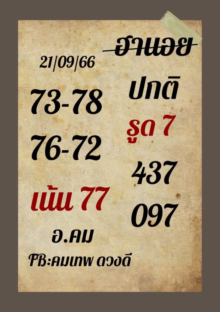 แนวทางหวยฮานอย 21/9/66 ชุดที่ 3