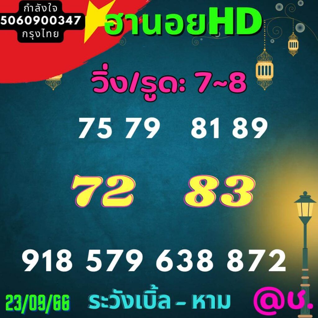 แนวทางหวยฮานอย 23/9/66 ชุดที่ 7