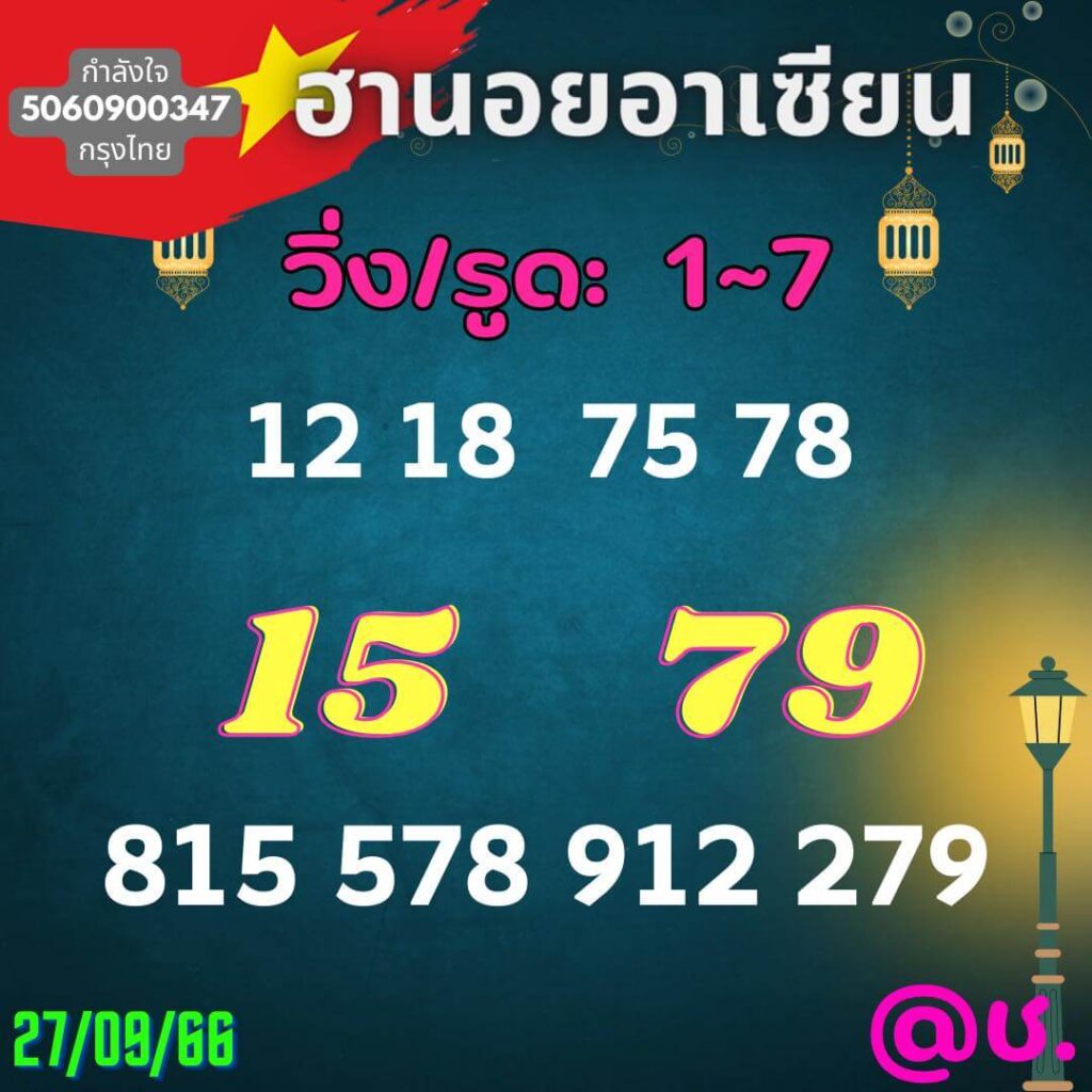 แนวทางหวยฮานอย 27/9/66 ชุดที่ 10