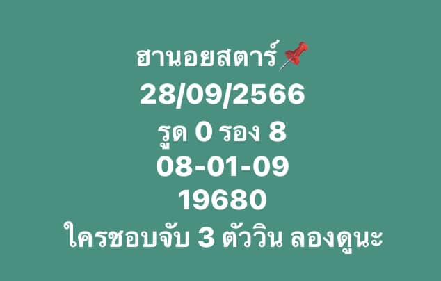 แนวทางหวยฮานอย 28/9/66 ชุดที่ 14