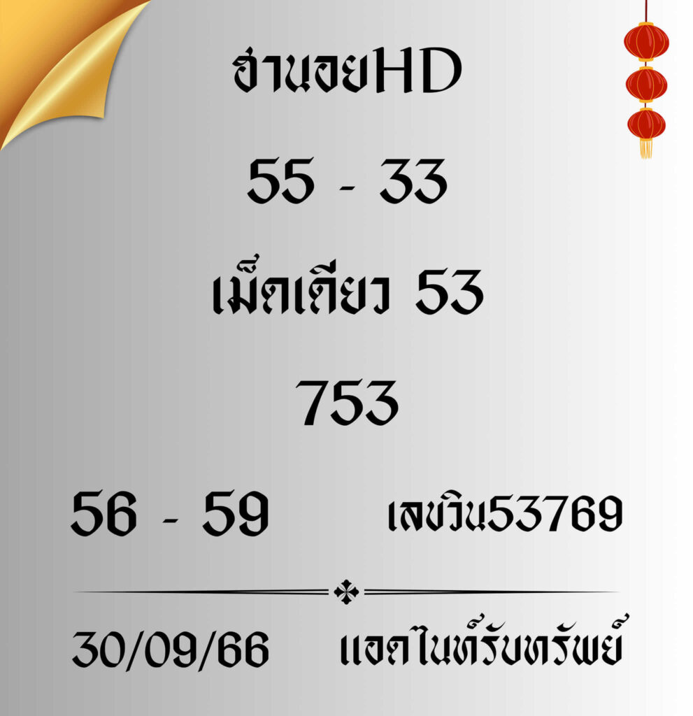 แนวทางหวยฮานอย 30/9/66 ชุดที่ 6