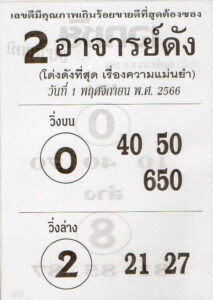 หวย2อาจารย์ดัง 1/11/66