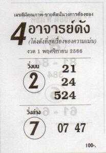 หวย4อาจารย์ดัง 1/11/66