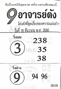 หวย9อาจารย์ดัง 16-12-66