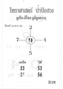 หวยน่ำป๋อฮวง 16/10/66