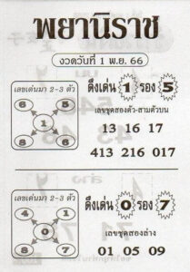 หวยพยานิราช 1/11/66