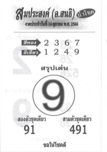 หวยสมประสงค์ 16/10/66