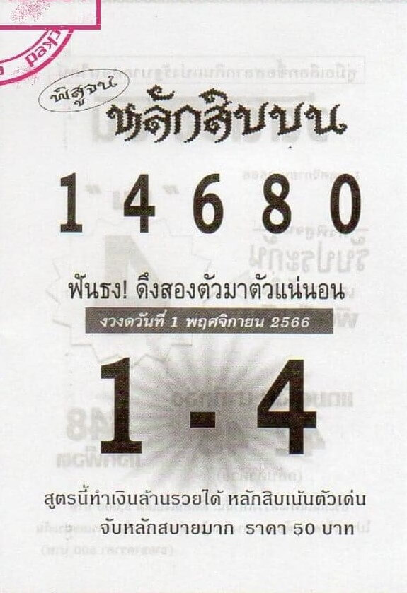 หวยหลักสิบบน 1/11/66