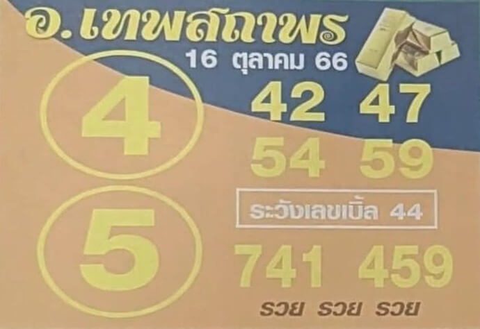 หวยอาจารย์เทพสถาพร 16/10/66