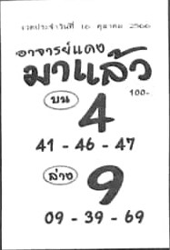 หวยอาจารย์แดงมาแล้ว 16/10/66