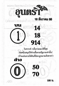 หวยอุนตร้า 16-12-66