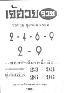 หวยเจ้ฮวยรวย 16/10/66