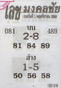 หวยเลขมงคลชัย 1/11/66