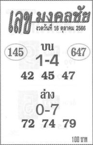 เลขมงคลชัย 16/10/66