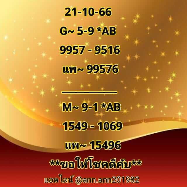 แนวทางหวยมาเลย์ 21/10/66 ชุดที่ 14