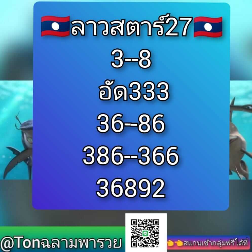 แนวทางหวยลาว 27/10/66 ชุดที่ 2