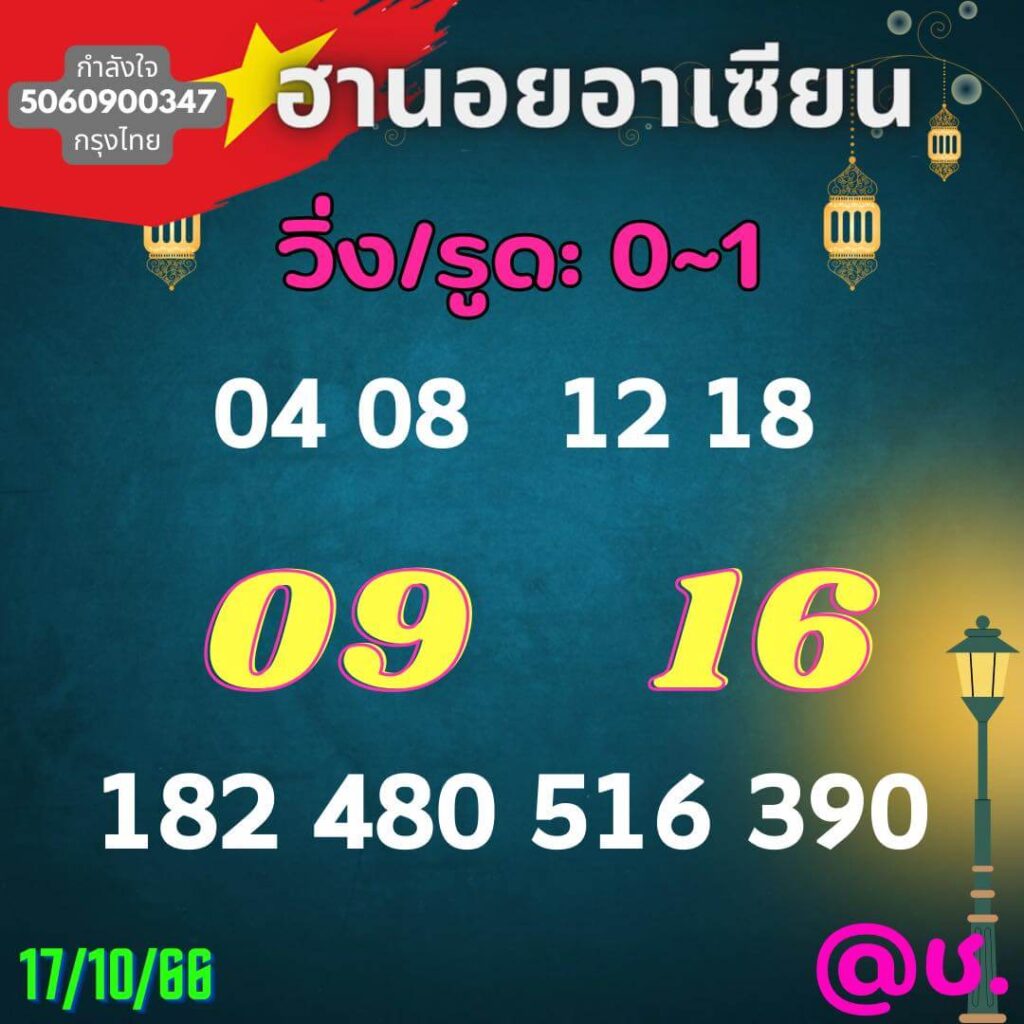 แนวทางหวยฮานอย 17/10/66 ชุดที่ 5