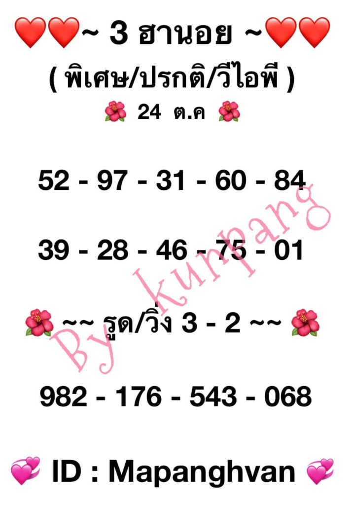 แนวทางหวยฮานอย 24/10/66 ชุดที่ 5