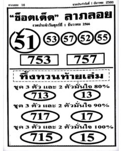 หวยช็อตเด็ดลาภลอย 1/12/66