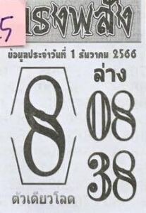 หวยทรงพลัง 1/12/66