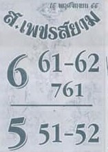 หวยส.เพชรสยาม 16/11/66