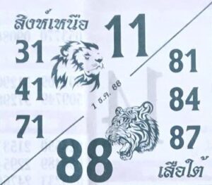 หวยสิงห์เหนือเสือใต้ 1/12/66