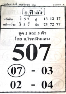 หวยอาจารย์ฟ้าสั่ง 1/11/66