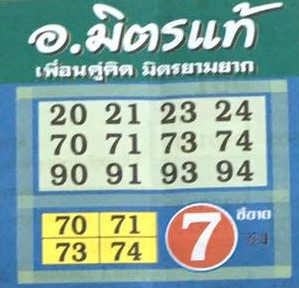 หวยอาจารย์มิตรแท้ 1/12/66